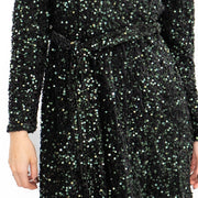 Velvet Sequin Wrap Midi Dress Sparkle Green - Quality Brands Outlet