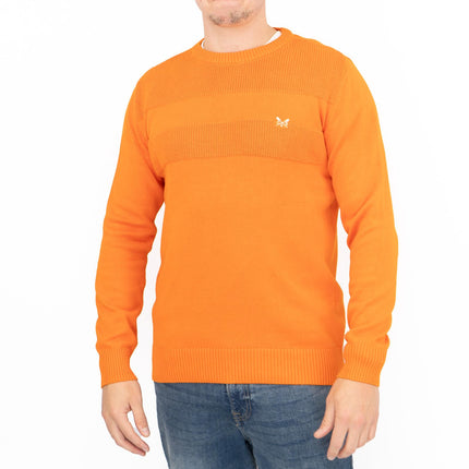 Crew Clothing Mens Rib Knitted Jumper Long Sleeve Orange-Quality Brands Outlet-