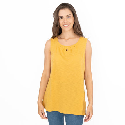 Seasalt Bright Beach Yellow Summer Vest Keyhole Sleeveless Tops-Quality Brands Outlet-