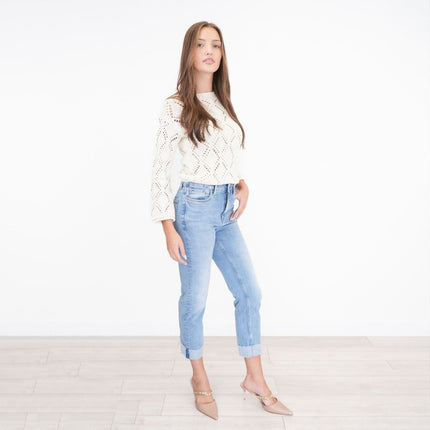 M&S Harper Cigarette Jeans Straight Leg Cropped Light Denim-Quality Brands Outlet-
