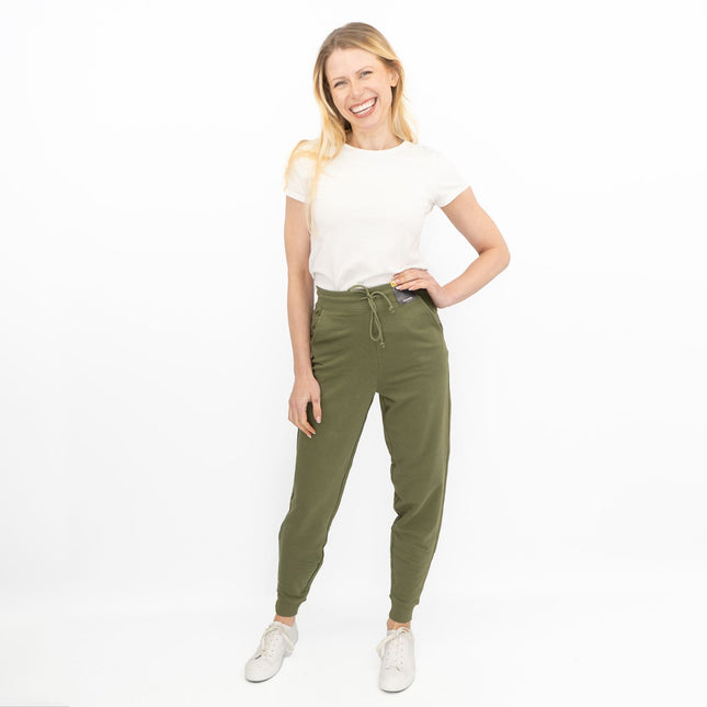 M&S Womens Classic Jogger Cotton Rich Olive Green-Quality Brands Outlet-
