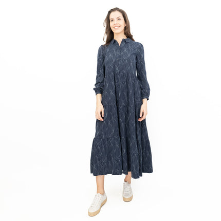 Seasalt Womens Navy Jersey Windflower Tiered Midi Dress-Quality Brands Outlet-