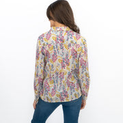 Seasalt Larissa Shirt Top Lino Foxglove Chalk Print - Quality Brands Outlet