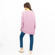 Evans Womens Asymmetric Top Lilac Longline Crew Neck Long Sleeve Relaxed Fit - Quality Brands Outlet