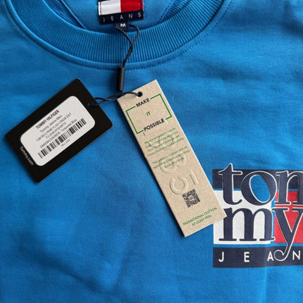 Mens Sweatshirts Classic Logo Print Long Sleeve Tops | Turquoise Blue-Quality Brands Outlet-