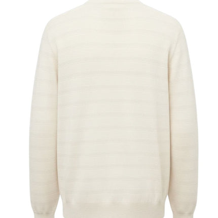 Crew Clothing Mens Jumper Half Zip Cashmere Blend Cream - Quality Brands Outlet
