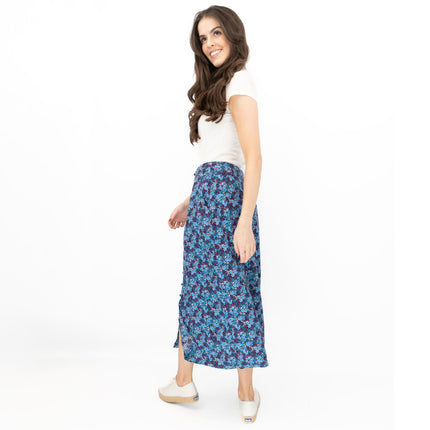 White Stuff Purple Floral Longer Length Midi Skirt - Quality Brands Outlet