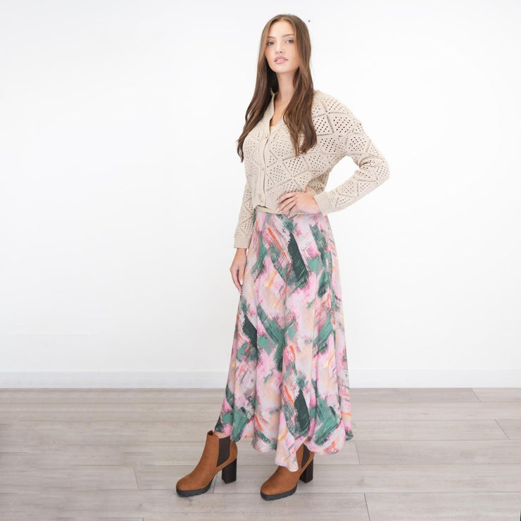 White Stuff Purple Floral Longer Length Midi Skirt - Quality Brands Outlet