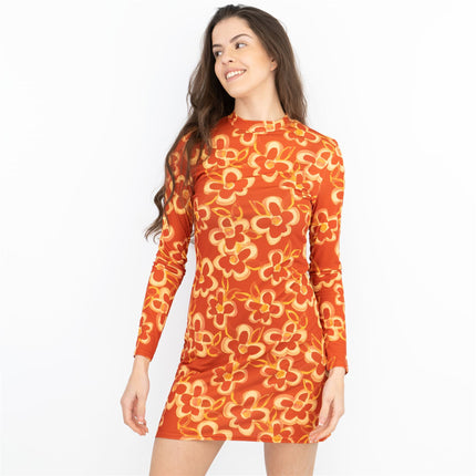 Nasty Gal Floral Crew Neck Mini Dress