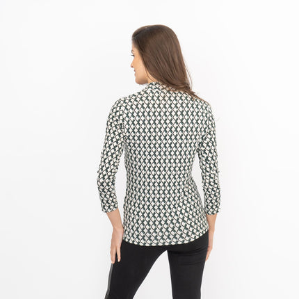 Hobbs Aimee Geometric Top Ivory Green-Quality Brands Outlet-