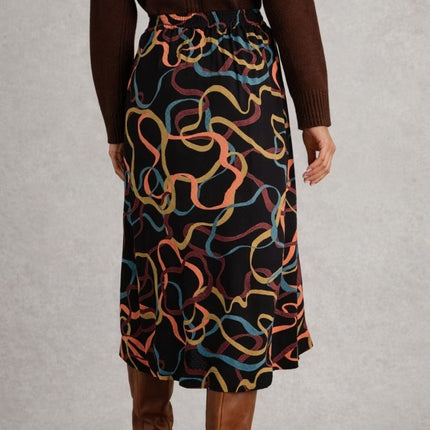 White Stuff Heather Skirt Midi Black Prints-Quality Brands Outlet-