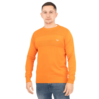 Crew Clothing Mens Rib Knitted Jumper Long Sleeve Orange - Quality Brands Outlet