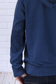 Men's Navy Half Button Drawstring Cotton Jersey Sweatshirts Hoodies - Quality Brands Outlet