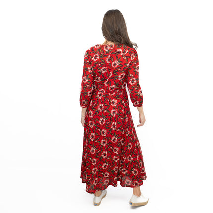 Seasalt Red Furled Flower Dress in Mary Rose Flo Print-Quality Brands Outlet-