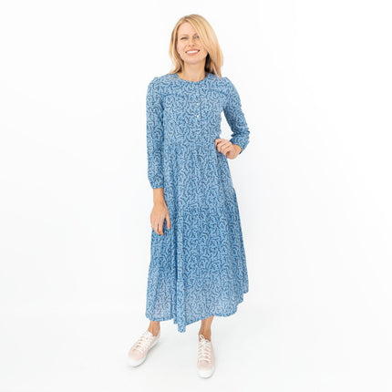 Seasalt Blue Leaves Charbon Midi Dress-Quality Brands Outlet-