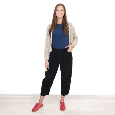 Next Cord Barrel Trousers Black - Quality Brands Outlet