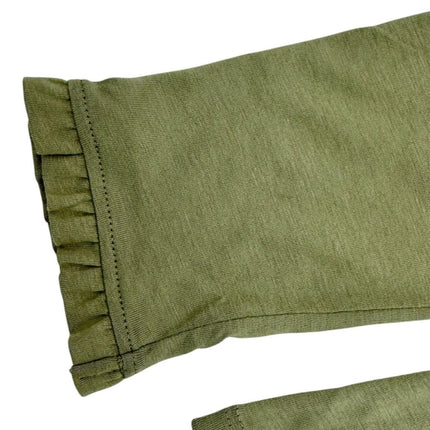Boden Light Green Supersoft Frill Henley Top Cotton Modal Slim Fit - Quality Brands Outlet