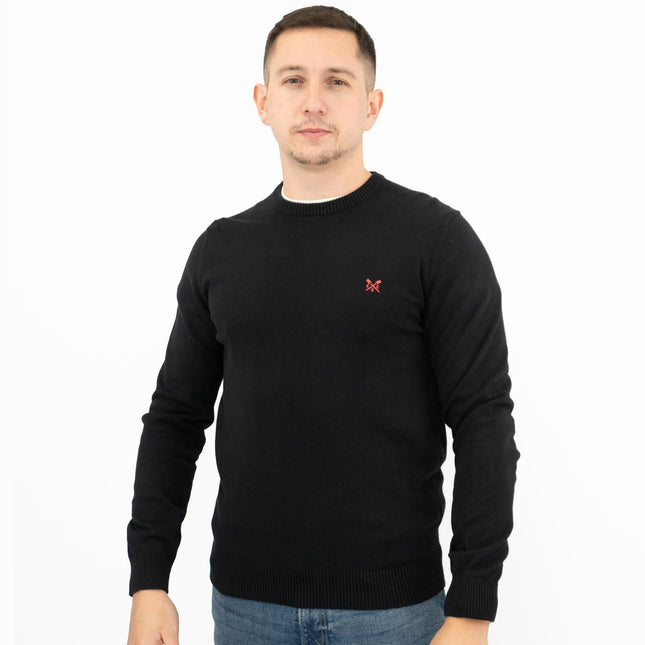 Crew Clothing Mens Knitted Jumper Long Sleeve Black-Quality Brands Outlet-