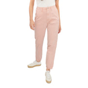 M&S Cotton Rich Slim Fit Trousers Stretch Elasticated Cuff Pink - Quality Brands Outlet