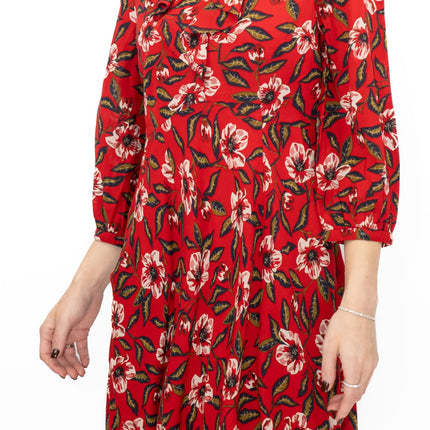 Seasalt Red Furled Flower Dress in Mary Rose Flo Print-Quality Brands Outlet-
