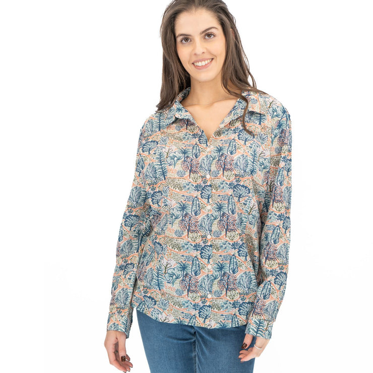 Seasalt Larissa Shirt Blue Forest Print - Quality Brands Outlet