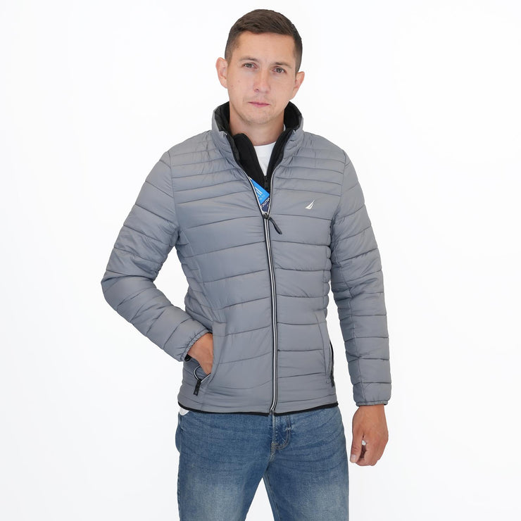 Nautica Performance Double Zip Puffer Jacket Grey