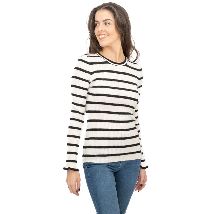 Nobodys Child Striped White & Black Wool Blend Jumper Tops - Quality Brands Outlet