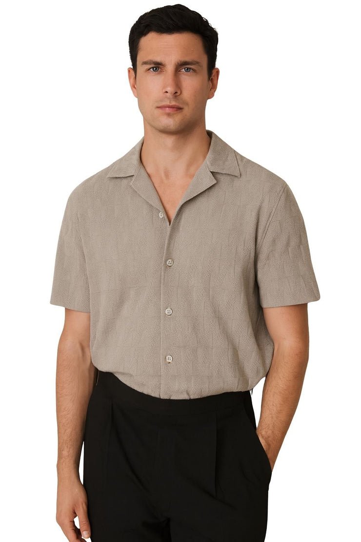 Ackling Cuban Shirts Mocha Short Sleeve - Quality Brands Outlet