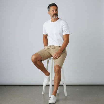 M&S Autograph Sand Beige Lightweight Chino Shorts Regular Fit Summer - Quality Brands Outlet