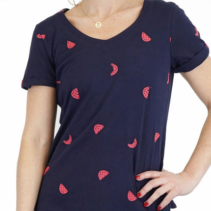 White Stuff Women’s Watermelon Blue T-Shirt Summer Short Sleeve-Quality Brands Outlet-