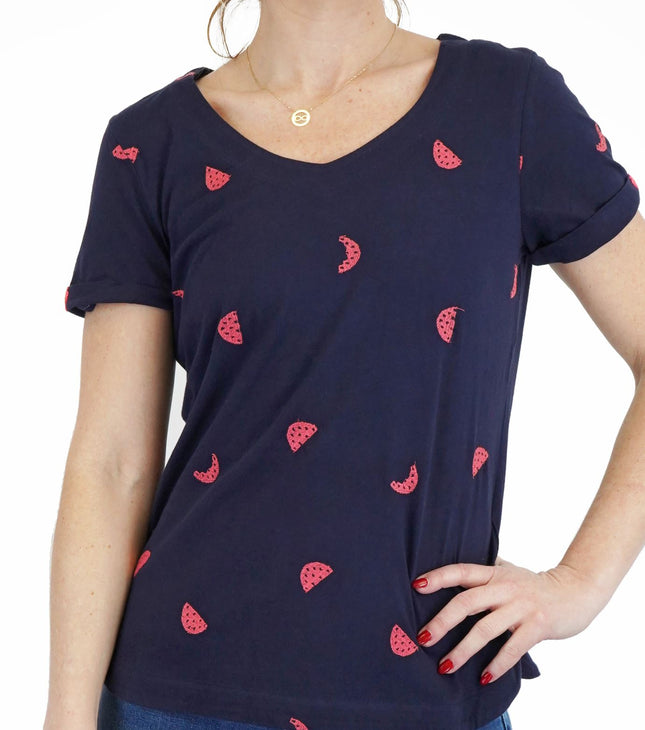 White Stuff Women’s Watermelon Blue T-Shirt Summer Short Sleeve-Quality Brands Outlet-