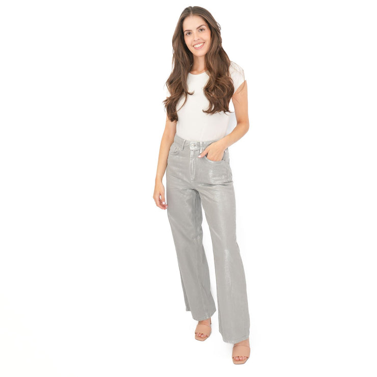 M&S Silver Metallic Wide Leg Jeans