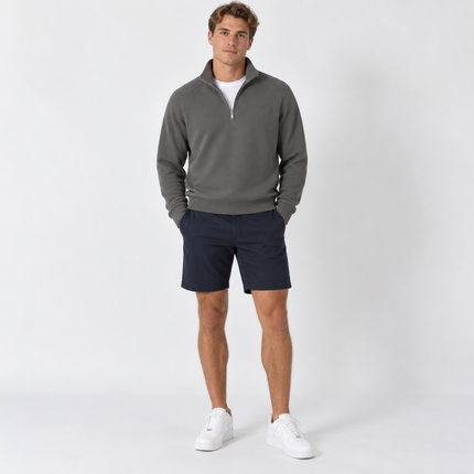 Mens Jumpers Half Zip Sole Textured Long Sleeve Tops – Sage Green
