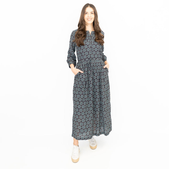 Seasalt Rock Dove Bauble Geo Dark Night Midi Dress-Quality Brands Outlet-