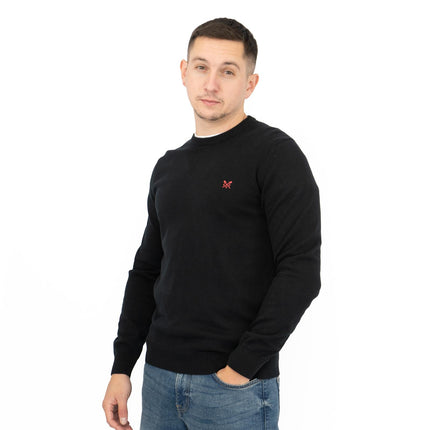 Crew Clothing Mens Knitted Jumper Long Sleeve Black-Quality Brands Outlet-