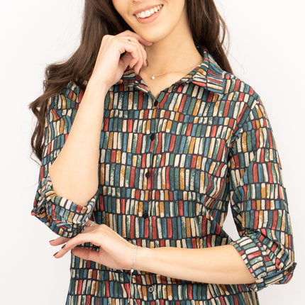 Seasalt Larissa Shirt Long Sleeve Teal Multicolour-Quality Brands Outlet-