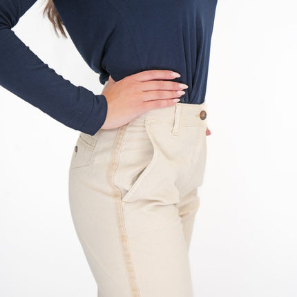 M&S Cotton Rich Tapered Ankle Grazer Chinos Stone/Cream-Quality Brands Outlet-