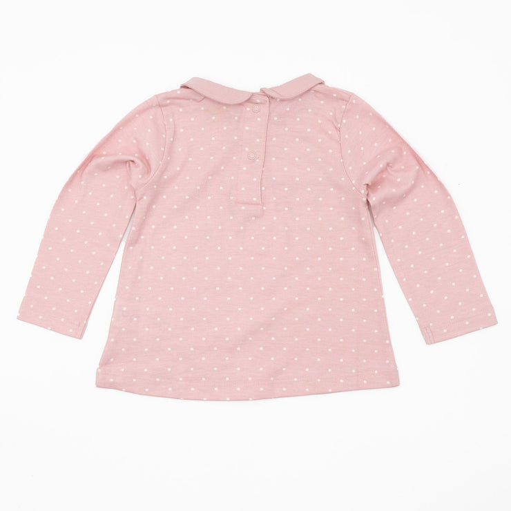 Mini Boden Girls T-Shirt Pink Spots Long Sleeve Cotton Tops