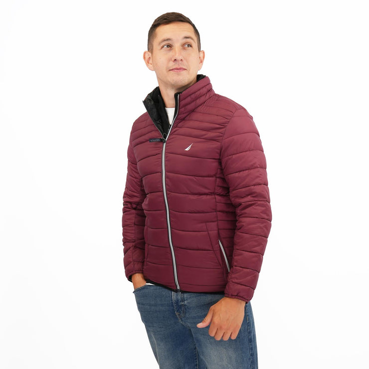 Nautica Performance Double Zip Puffer Jacket Burgundy - Quality Brands Outlet