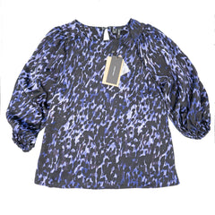 Vero Moda Black Purple Leopard Print 3/4 Sleeve Tops - Quality Brands Outlet