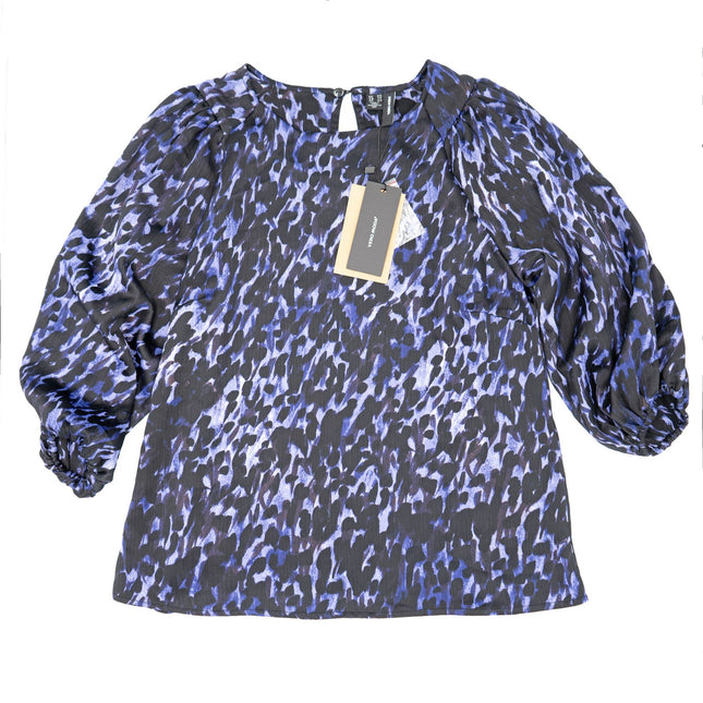 Vero Moda Black Purple Leopard Print 3/4 Sleeve Tops-Quality Brands Outlet-