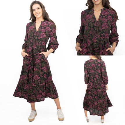 Seasalt Purple Engleheart Dress in Tapestry Bloom Grape Print Midi-Quality Brands Outlet-