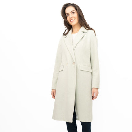 Phase Eight Revere Coat Wool Blend Double Breasted Knee Length Light Green - Quality Brands Outlet