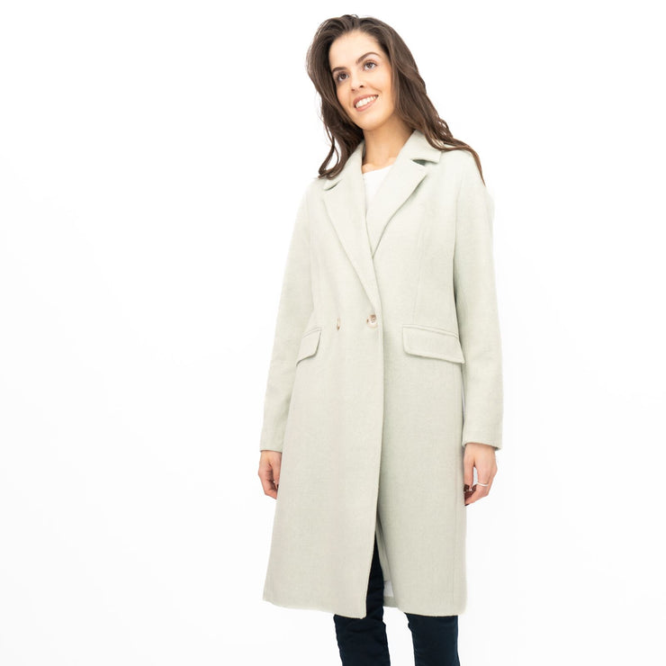 Phase Eight Revere Coat Wool Blend Double Breasted Knee Length Light Green