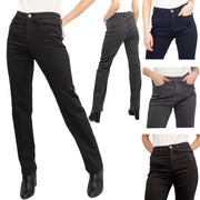 M&S Womens Jeans High Waisted Embellished Sparkle Stretch Straight Leg Black - Quality Brands Outlet