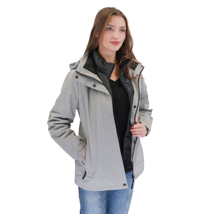 3-in-1 Waterproof Ski Jacket Grey with Detachable Insert-Quality Brands Outlet-