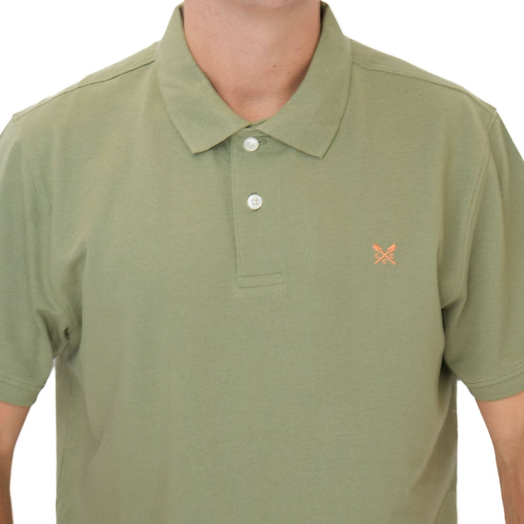 Crew Clothing Polo Shirt Classic Pique Cotton Light Khaki Green - Quality Brands Outlet