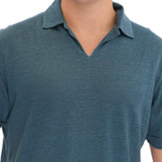 M&S Blue Pure Linen Polo Shirt - Quality Brands Outlet