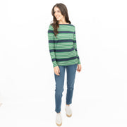 Crew Clothing Womens Top Ultimate Breton Stripe Green - Quality Brands Outlet