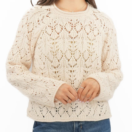 M&S Ivory Jumper Crew Neck Open Knit-Quality Brands Outlet-